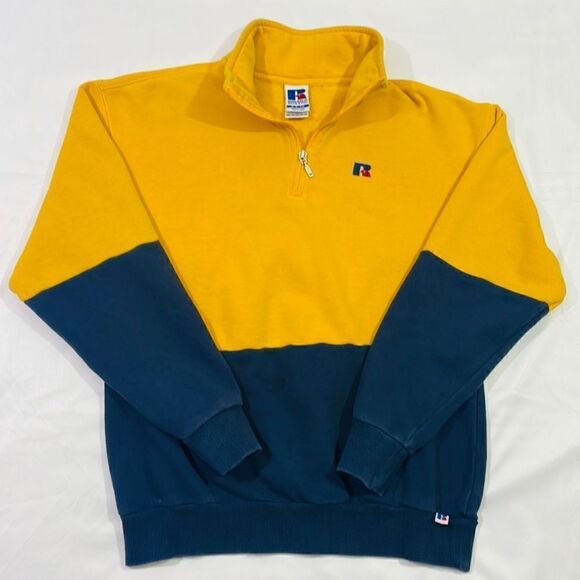 Vintage Russell Athletic Quarter Zip Dual Tone Sweater - Picture 1 of 6